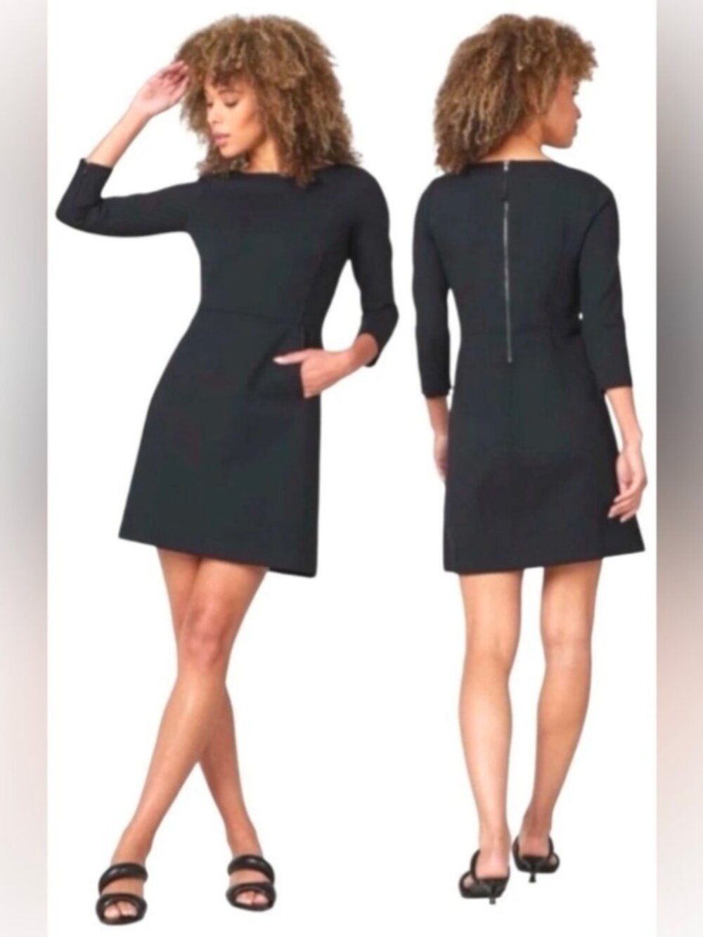 SPANX Perfect Shift Black Long Sleeve Mini Dress Size Medium
